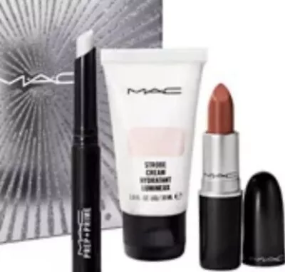 MAC Run The Show Kit: Mocha Lipstick Strobe Cream And Prep+Prime Lip Base • $24