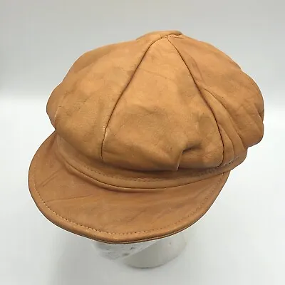 Vintage Bick Leather Biker Cap Brando Style Newsboy Hat USA Made Size Small • $39.99