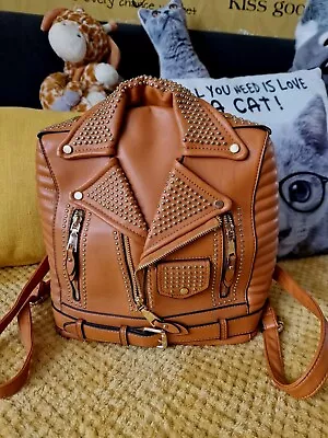  Large  Tan Leather Jacket Design Backpack / Handbag  • £19.99