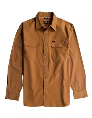 Lee Canvas Men's Utility Work Button Up Long Sleeve Shirt  - Tobacco NWT • $20.29