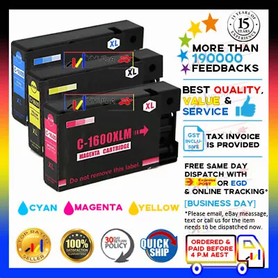 3x NoN-OEM PGI-1600XL COLOUR ONLY Ink Cartridges For Canon Maxify MB2160 MB-2160 • $15.30