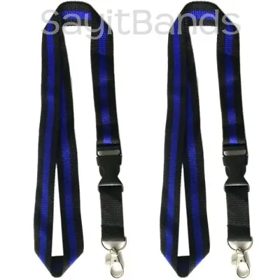 $2.88 • Buy 2 LANYARDS & Detachable Key Chain Thin Blue Line Police Officer, Law Enforcement
