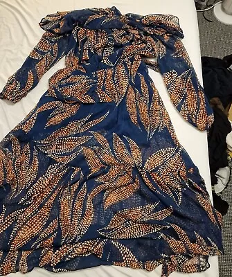 £10.50 • Buy Peacock Feather Design Off-the-shoulder Dress