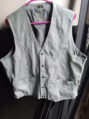 Vintage Hein Gericke Motorcycle Men's Gray Leather Biker Vest Free Shipping • $35