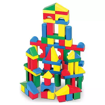 Melissa & Doug Wooden Building Blocks Set - 100 Blocks In 4 Colors & 9 Shapes • $20