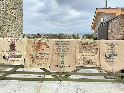 10x Used Empty Coffee Hessian Burlap Jute Bags Sacks Garden Planter Smoker Fuel • £18.50