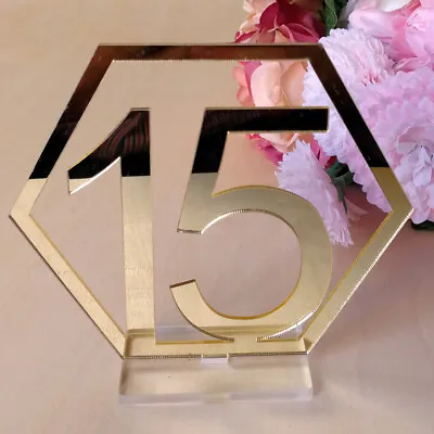 £15.23 • Buy Hexagon 1-10/15/20 Wooden Table Numbers With Holder Base Wedding Table Decor