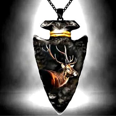 Fashion Cool Elk Animal Geometric Triangle Necklace Pendant Punk Hip Hop Gift • $69.98