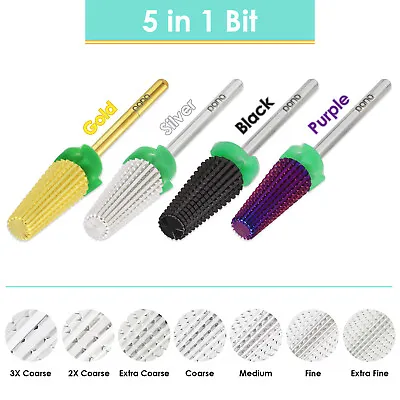 Pana USA 5 In 1 High Quality Two Way Tapered Nail Carbide Bit - Acrylic Hard Gel • $12.89