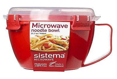 Sistema Microwave Noodle Bowl 940ml Food Lunch Dinner Travel Soup Work Container • £8.29