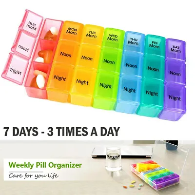 7 Day Pill Box Organizer Weekly Medicine Pills Planner AM/PM Medications Case US • $6.99