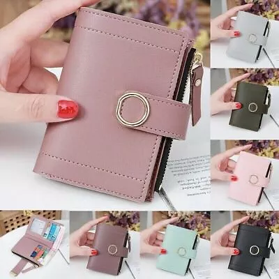 Ladies Short Small Money Purse Wallet Women PU Leather Folding Coin Card Holder • £5.49
