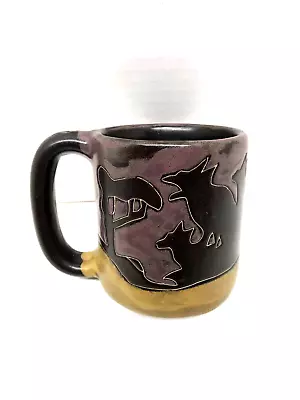 Design By Mara Mexico Pottery Coffee Mug Coyote Wolf Howling Purple Black • $18.50