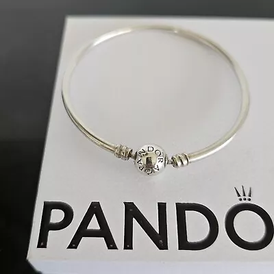 Pandora Moments Sterling Silver Bangle Charm Bracelet 590713 19cm Free Post  • $48