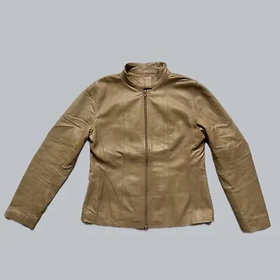 VERA PELLE  Vintage Women Leather Beige Jacket  Size 46 • $60