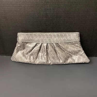 Lauren Merkin Clutch Silver Metallic Gray Pattern  Purse NYC • $60