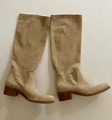 Miu Miu Suede Boots Knee High Beige Size 39.5 CORDA • $185