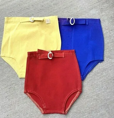 VTG 1930s Boys Bathing Swim Suit Trunks Lastex Red Yellow Blue NOS Deadstock  • $83.01