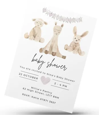 10 X Personalised Baby Shower Invitations Cute Baby Design Customisable Text • £4.46