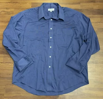 Yves Saint Laurent Button Down Shirt Size 17.5 34-35 Blue Long Sleeve Cuff Links • $34.99