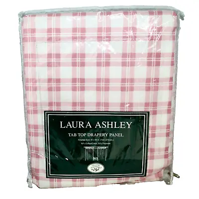 LAURA ASHLEY Tab Top Drapery Panel Pink White Plaid 41 X 84 • $38