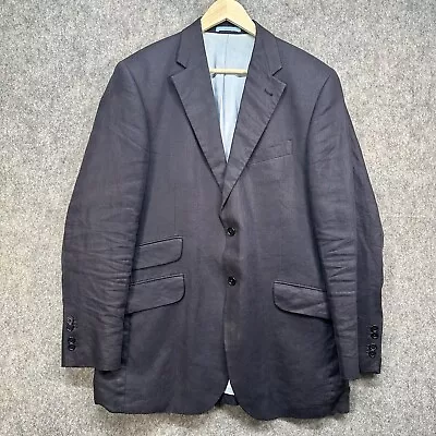 Hackett London 100% Linen Navy Blue Single Breasted Blazer Jacket Size 42R • £39.99