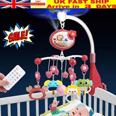 UK Baby Musical Crib Bed Bell Cot Mobile Stars Dreams Light Nusery Lullaby Toy* • £13.89