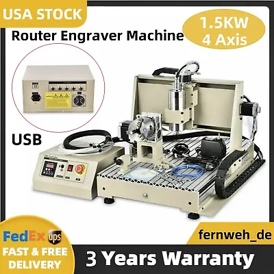 USB 6040 4 Axis CNC Router Metal Engraving Machine 1500W Drilling Milling VFD • $1199