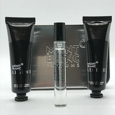 Mont Blanc Legend Men 3pc Set Mini Cologne Spray 0.25 Oz Shower Gel After Shave • $24.95