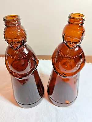 Mrs. Buttersworth Amber Glass Syrup Bottles 10  Vintage Collectible • $26