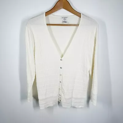 Philosophy By Republic Ivory V Neck Cardigan Sweater L Large Petite G35 • $12.79