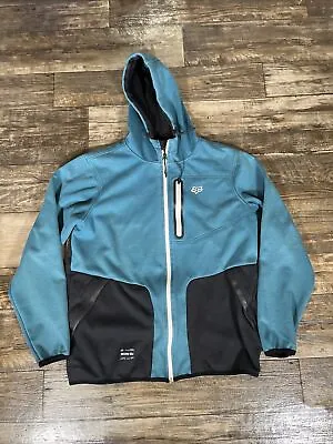 Fox Racing Hoodie Men Sz L  Barricade Soft Shell Full Zip Blue Jacket • $22.49