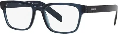 PRADA PR 15WV 08Q1O1 53mm Transparent Blue Demo Lens Men's Eyeglasses • $99.99