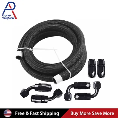 4AN/6AN/8AN/10AN/12AN Nylon Braided Fuel Line Oil/Gas/Fuel Hose End Fittings Kit • $10.79