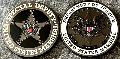 US Marshals Service -  Special Deputy  TacticalBLK + Slv  1.75in  Challenge Coin • $44.95