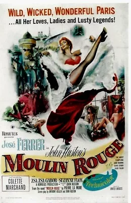 Original Vintage Poster MOULIN ROUGE PARIS ZSA ZSA GABOR 1953 • $490