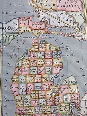 Michigan State By Itself 1853 Scarce Hand Colored Miniature Map • $88.20