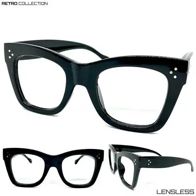 Classic Vintage Retro Style Lensless Eye Glasses Thick Black Frame Only NO Lens • $14.99