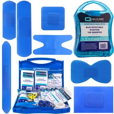 DETECTABLE ADHESIVE DRESSINGS S - L Blue Catering Kitchen First Aid Plasters • £7.59