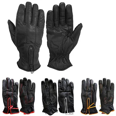 Women's Summer Zipper Gloves Biker Full Finger Motorcycle Sports Driving Leather • $28.94