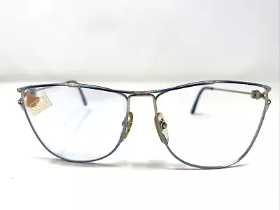 Vtg Safilo Italy PORTFOLIO 207 645 59-14-140 Blue/Silver Eyeglasses Frame OS51 • $39.60