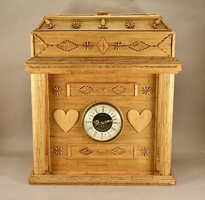 Large Vintage Tramp Art Handmade Mantel Clock Case • $85.87