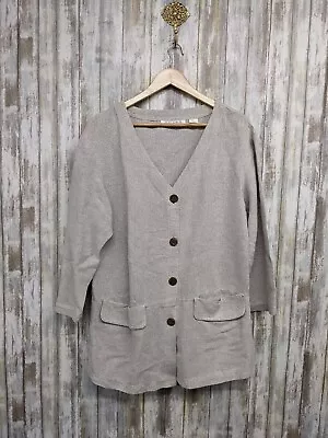 Vintage 90s Chaus Linen Blend Blazer Button Up Women's Longline Jacket Cardigan • $75