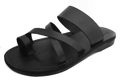 100% Leather Jesus Roman Gladiator Sandals For Men Strap US 5-16 EU 36-50 Black • $46.99