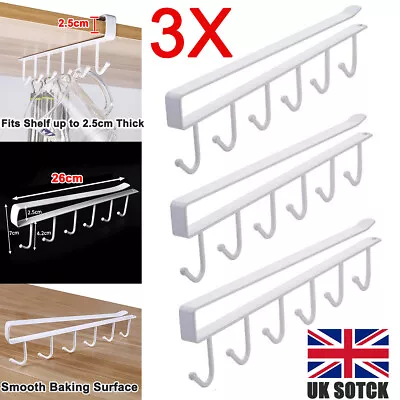 2/3X Kitchen 6 Hooks Under Shelf Mug Holder Cabinet Cupboard Storage Rack Hanger • £4.19