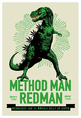 Scrojo Method Man Redman 2018 Poster Belly Up Aspen Colorado MethodMan_1801 • $29.99