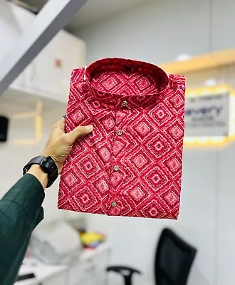 Indian Party Wear Pink Kurta Pajama Set Engagegment Function Cotton Kurta Man • $30.99