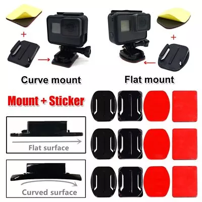 Flat Curved Mounts Adhesive Sticker Pad Holder For GoPro Hero Xiaomi Yi 4K • $5.13