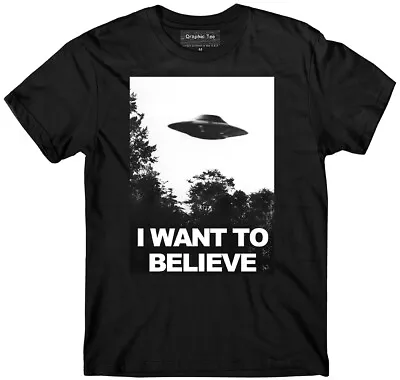 UFO T-shirt I Want To Believe T-shirt Glow In The Dark Area 51 T-shirt Alien • $16.99