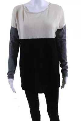 Vince Womens Cashmere Color Block Scoop Neck Long Sleeve Sweater Black Size M • $52.45